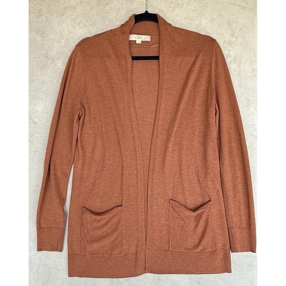 LOFT Sweaters - Ann Taylor Loft Cardigan Womens Small Burnt Orange Wool Blend Minimalist Capsule